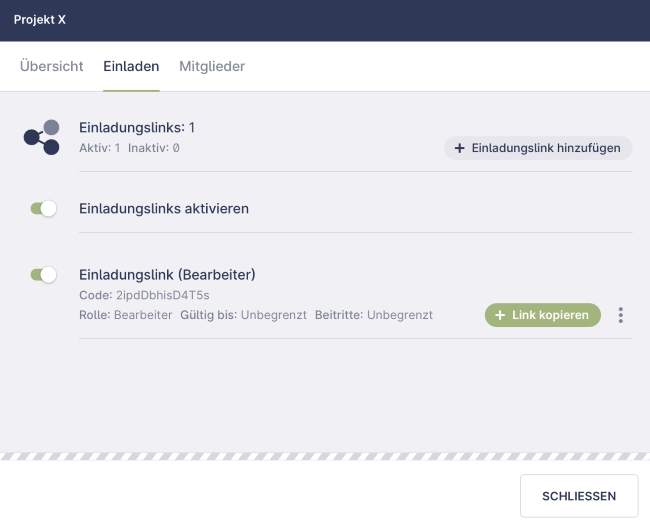 Team einladen
