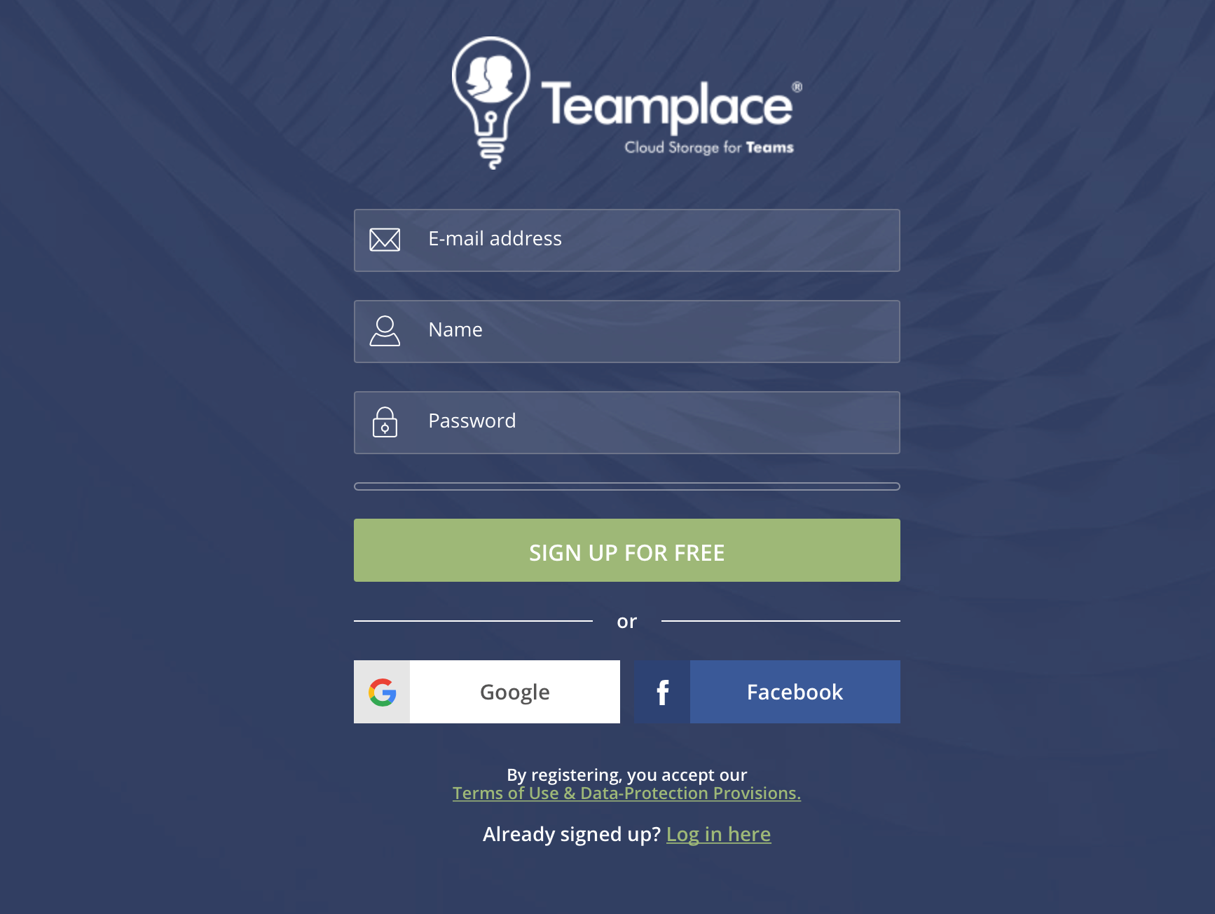 Web app signup