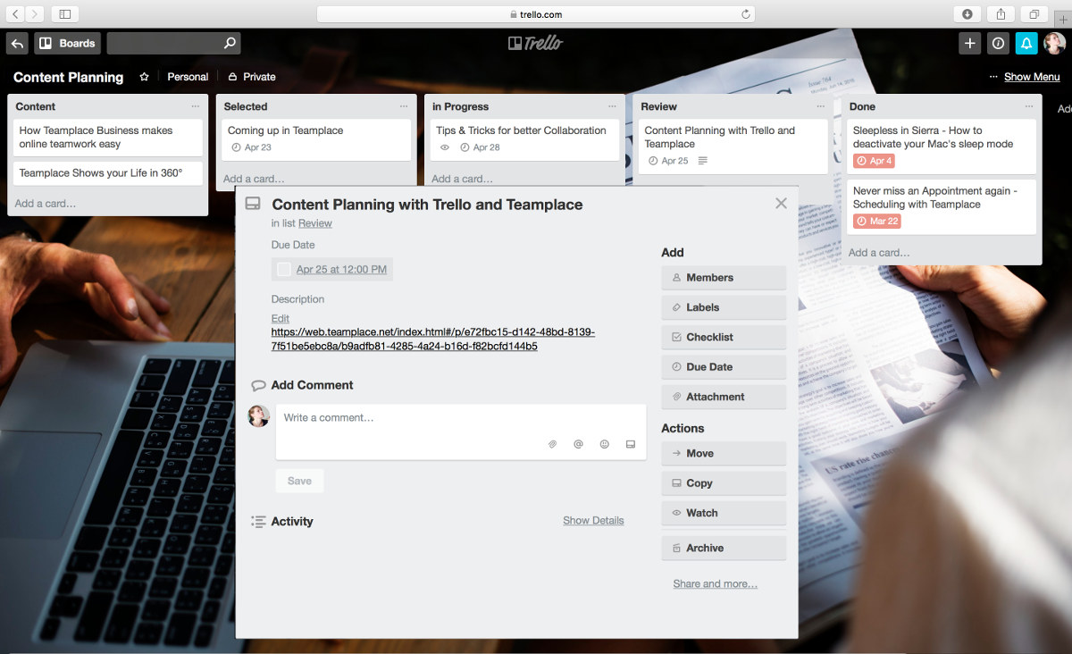 Trello and Teamplace
